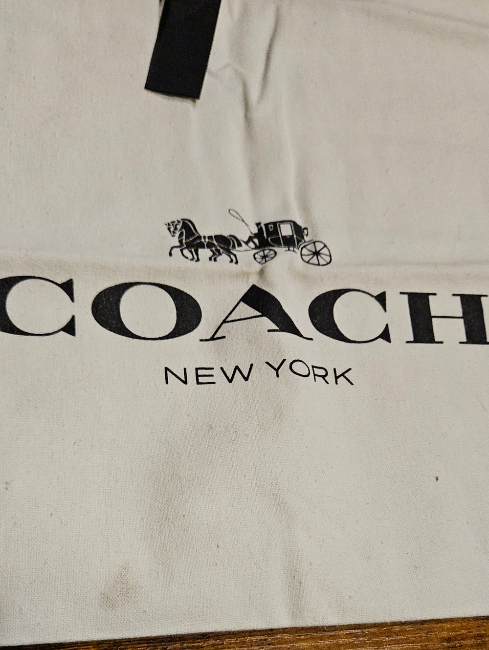 NEW RARE Coach Large White Dust Bag Black Ribbon Drawstring Handbag Storage - Picture 10 of 12